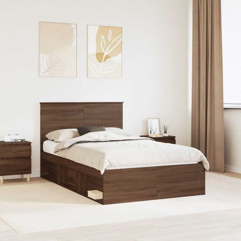 Cadre de lit-Structure de lit Chêne brun 120 x 200 cm Bois de pin massif 836107 (1/5)