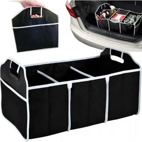 Organizador de maletero para coche, compacto, bolsa de almacenamiento con 3 compartimentos, plegable, ahorra espacio. (1/4)
