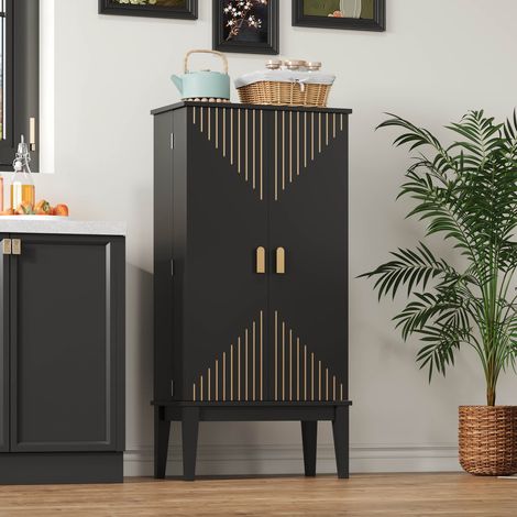 Buffet 2 portes vintage avec étagères de porte et rangements pour cuisine ou salle à manger 120 x 59 x 30 cm (1/5)