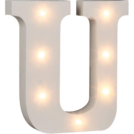 Lettera U in legno illuminabile Out of the blue, con 7 LED
