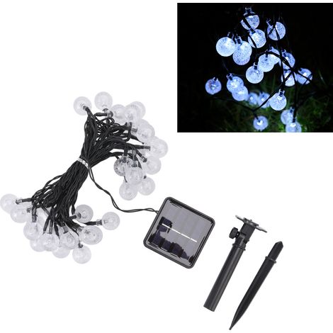 Dekorative Solar-Lichterkette für den Außenbereich, 8 Leuchtmodi, wasserdicht, 6,5 m, 30 LEDs, weißes Licht, für Garten, Terrasse oder Hof (1/5)