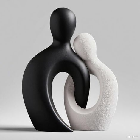 Sculpture Couple – Statue Noir et Blanc – Statues Décoration Intérieure, Accessoires de Décoration Maison Salon, Chambre et Bureau (1/5)