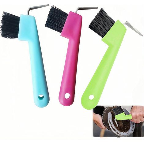 Lot de 3 grattoirs pour sabots de chevaux - Brosse pour sabots de cheval, chevaux à l'usure, soins du cheval, sabots de chevaux, chèvres et ânes (couleurs aléatoires) (1/4)