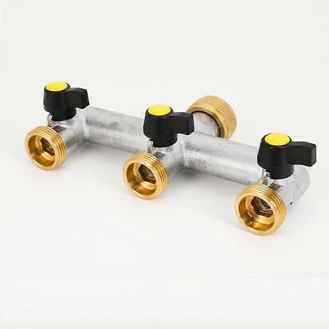 Distributeur d'eau à 3 voies pour robinet - Adaptateur 3/4" - 3 distributeurs - En laiton (1/5)