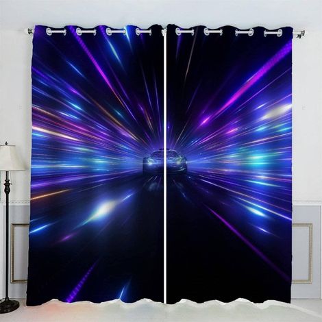 Rideaux Art Abstrait Voitures De Sport Cool Rideau Occultant Chambre Fille Garcon Rideaux Chambre Ado Isolation Thermique et Réduction du Bruit Rideau (200x200 cm) - 200L X 200H cm (2 Panneaux) (1/5)