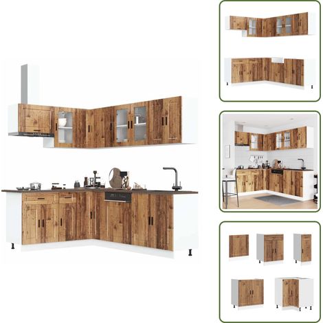 Mobili da cucina con scomparti - vidaXL Set Mobili da Cucina 11 pz Porto Legno Antico in Truciolato - Mobili da cucina con piedini regolabili