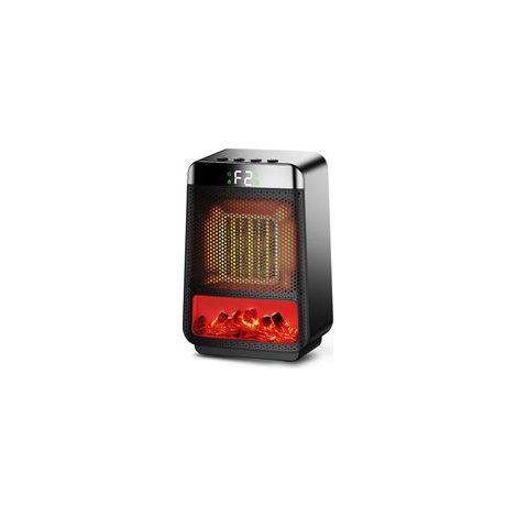 Chauffage d'appoint, 1500W Chauffage Soufflant, ECO Radiateur Céramique PTC avec Minuterie et Lumière d'ambiance de Flamme 3D, Ventilateur de Chauffage Portable pour Salon, Salle de Bain, Bureau