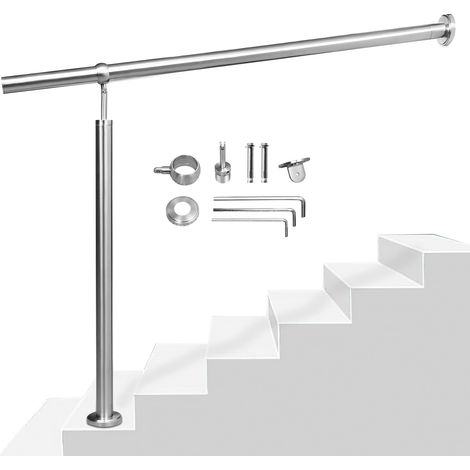Wolketon Ringhiera d'ingresso in acciaio inox 180 cm ringhiera per interni ed esterni corrimano da parete montaggio laterale angolo regolabile