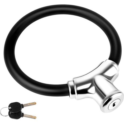 Candado de anilla pequeño para bicicletas con 2 llaves - Candado de cable portátil para bicicletas, patinetes, puertas y portones (1/4)