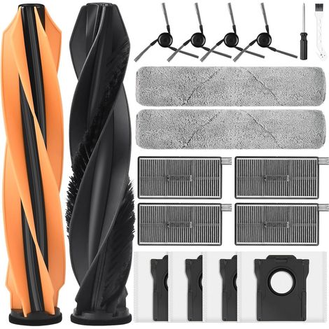 18 Stück Zubehör für Dreame Aqua10 Ultra Track Complete Saugroboter, 1 Hauptbürste 4 Staubbeutel 2 Rollen-Wischtuch 4 HEPA Filter 4 Seitenbürste 1 Reinigungszubehör 1 Schraubendreher (1/5)