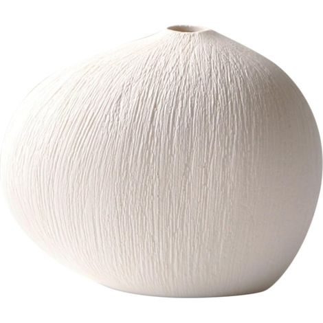 Vase de Table en Céramique Blanc à Rayures Irrégulières, Vase Décoratif Moderne pour Arrangements Floraux, Centre de Table pour Maison, Bureau et Événements (1/5)