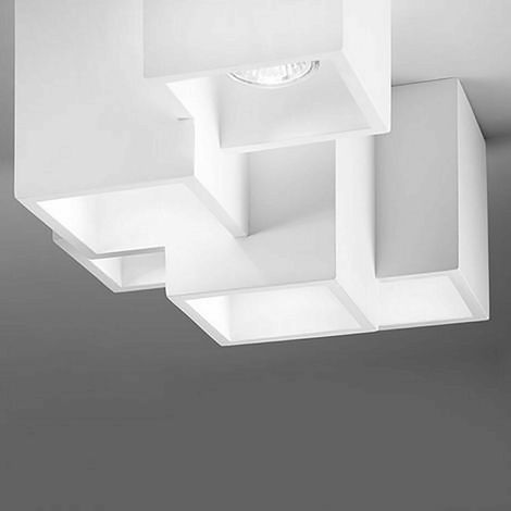 Lampada gesso da soffitto plafoniera a 5 cubi attacco faretto GU10 Verniciabile (1/4)