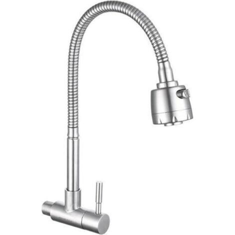 Rubinetto da cucina a parete girevole a 360° con doppia funzione di getto – Cromato, alta pressione, facile installazione (1/5)
