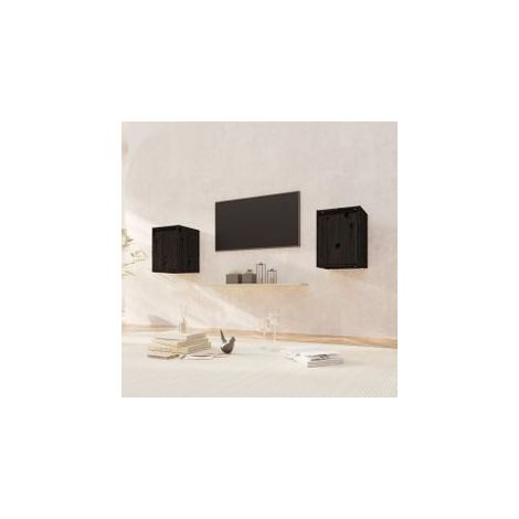 Armoires murales 2 pcs Noir 30x30x40 Bois de pin massif (1/5)