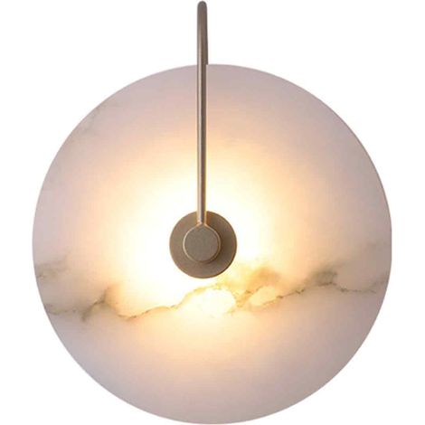 Applique murale de couloir avec abat-jour circulaire, veilleuse 3W, applique murale décorative en marbre simple et naturel. (1/5)