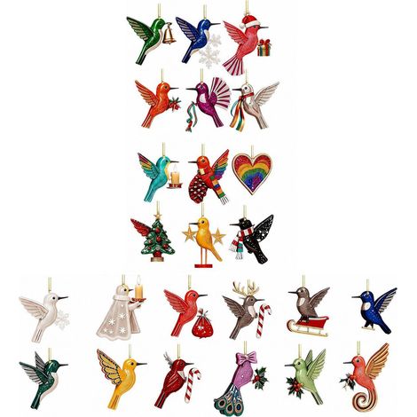 Calendario de Adviento navideño con temática de colibríes, 24 adornos planos de acrílico, adornos para el árbol de Navidad, regalo de Navidad (1/4)