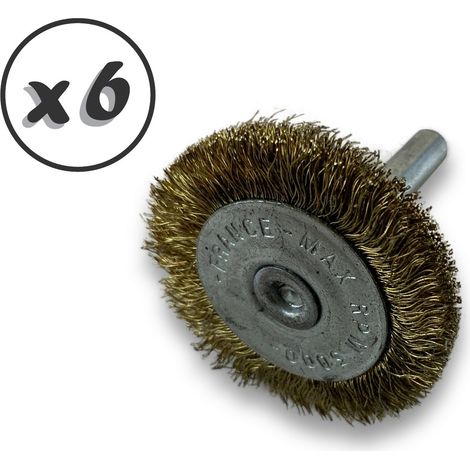 Brosse circulaire métallique sur tige Ø 38 mm Fil laiton souple - Quantité x 6 - Ø 38 mm - Ep. 8 mm - Laiton souple (1/5)