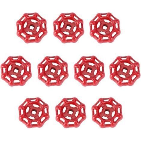 Handradventil, Kugelhahn, Absperrventil, Wasserhahn, Wasserrohr, Oberteil, Griff 6x6 mm (Rot) - 10 Stück GROOFOO (1/5)