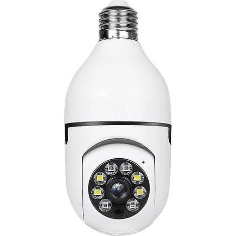 Caméra ampoule E27, système de caméra de sécurité 1080p avec Wi-Fi 2,4 GHz, surveillance à 360°, vision nocturne, audio bidirectionnel, détection de mouvement intelligente (1/5)
