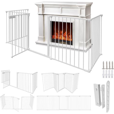 Jiubiaz Barrera de seguridad chimenea 310 cm 5 paneles blanca plegable (1/5)
