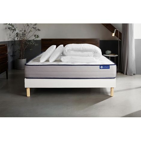 Pacchetto letto completo - Materasso 140x190cm + Box spring con doghe (kit) + 2 cuscini + Piumino - Actiflex Form (1/5)