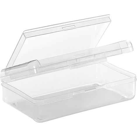 Boite A Crayons - Boite De Rangement Transparente En Plastique ABS - Couvercle Fermant Par Cliquetis - Empilable - 205 X 125 X 57 Mm - 1 Unite (1/2)