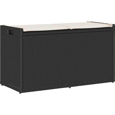 Outdoor-Sitzbank mit Stauraum und Kissen Schwarz 100 cm