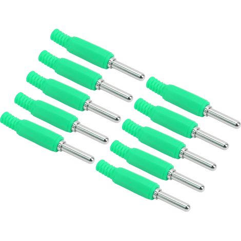 Lot de 10 fiches bananes mâles J.10023 4 mm, en laiton professionnel, pour accessoires de sécurité (vert). (1/5)