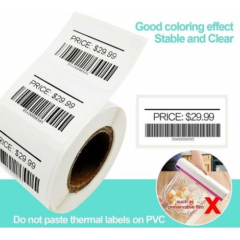 Etiquettes Adhésives, 1 Rouleaux 1000 Étiquettes Blanches Unies Autocollantes, 6030mm Étiquettes Auto Adhésives pour Imprimer Les Adresses de Courrier Mailing, Étiquette de Prix (1/4)