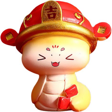 Figura decorativa de serpiente en miniatura: amuleto de la suerte para la oficina, decoración para el Año de la Serpiente, hecha de resina (Modelo: Serpiente Adorable). (1/2)