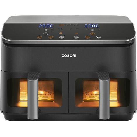 Friteuse sans huile 8,5 L 1750 W – 8 fonctions de cuisson – Technologie Sync Cook et Sync Finish – Paniers indépendants – Cosori
