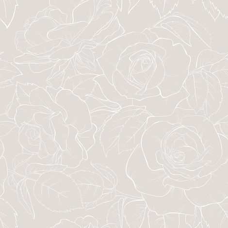 Papier Peint Fleuri Beige Lignes Dessin Pivoines Papier Peint Fleur Victorienne Minimaliste 44,5 cm x 300 cm Papiers Peints Floral Bohème Adhesif Mural Decoratif Chambre Salon Salle de Bain (1/5)