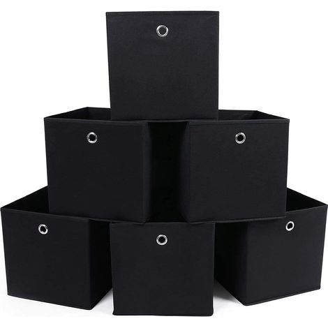 Set mit 6 faltbaren Aufbewahrungsboxen mit Grifflöchern, schwarz, 30 x 30 x 30 cm (1/5)
