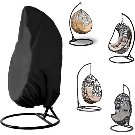 housse oeuf suspendu extérieur,housse de chaise exterieur tissu Oxford, imperméable 210D, pour chaise à bascule, fauteuil lounge, 190 x 115 cm, noir (1/5)