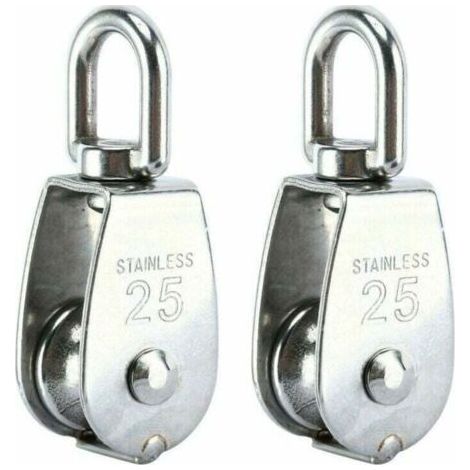 Hebeblock, Einzelrollenblock aus Edelstahl 304, M25 Einzelrollenblock mit einer Tragfähigkeit von 150 kg, Set mit 2 Stück