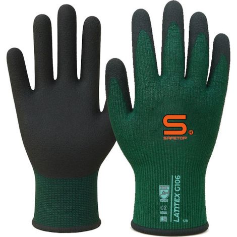 Guante soporte Spandex verde, Látex microrrugoso, dorso aireado LATITEX SAFETOP (12 pares) 11