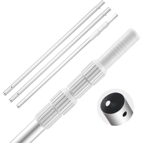 Perche de Piscine télescopique de 1 à 4,6 m, Poteau de Piscine réglable avec 2 rallonges, bâton de Nettoyage en Alliage d'aluminium, pour épuisette, Brosse, tête d'aspirateur (1/5)