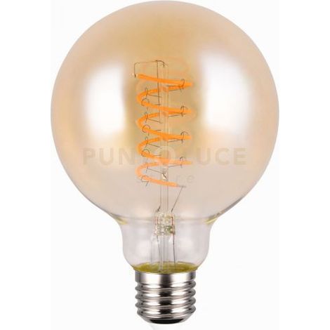 LAMPADINA ATTACCO E27 SFERA AMBRA DIMMERABILE CON INTERRUTTORE D. 9,5CM  7W · 400lm, 1800K