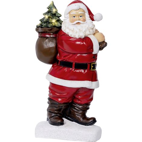Lumineo Batterie Micro-LED Weihnachtsmann mit Tannenbaum im Sack 8 Lichter 31,5 cm - warmweiß