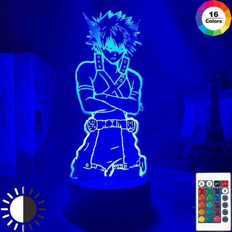 Lampe de nuit LED 3D en acrylique, figurine Katsuki Bakugo de My Hero Academia, pour chambre d'enfant, 7 couleurs, W (1/5)