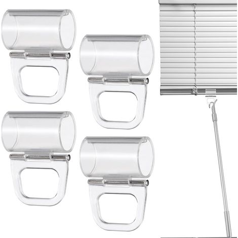 Lot de 4 Pinces en Plastique Robustes pour Stores Enrouleurs, Poignées sans Perçage, Faciles à Installer pour Rideaux Pliants et Fenêtres (1/5)
