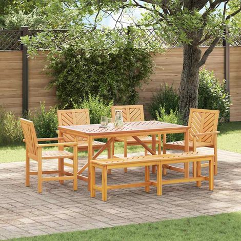 vidaXL Garten Essgruppe 6 Stk. Braun Massivholz Akazie (1/5)