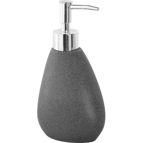 Distributeur de savon liquide en pierre, polyrésine, gris (1/2)