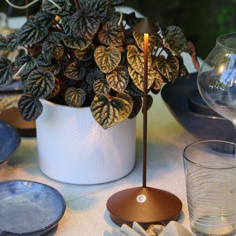 Pina Pro Corten LED-Tischleuchte wiederaufladbar und dimmbar kabellos Zafferano (1/5)