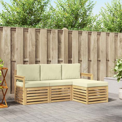 vidaXL Outdoor-Sofagarnitur 4 pcs Weiß und Creme 189,5 x 122,5 x 73 cm (1/5)