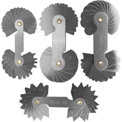 4pcs Stainless Steel Radius Thread Gauge R0.3-1.5/R1-6.5/R7-14.5/R15-25 for Tool and Die Makers (1/5)