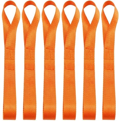 6er Set Zurrschlaufen 200x25mm, 500kg, orange, für Motorrad, Fahrrad, Transport
