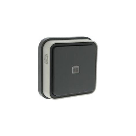 Poussoir à fermeture lumineux rouge étanche Cubyko complet encastré - Gris - WNE023 - Hager (1/2)