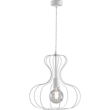 Sospensione Industrial Titty 1 Luce Ferro Laccato Bianco E Argento (1/4)