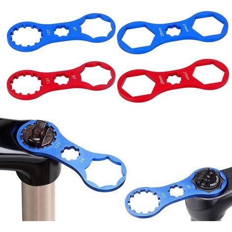 Jeu de 4 clés pour fourche de vélo, outil de réparation de fourche de vélo, clé à douille double pour fourche, outil de réparation de vélo, clé de démontage et de montage (1/5)
